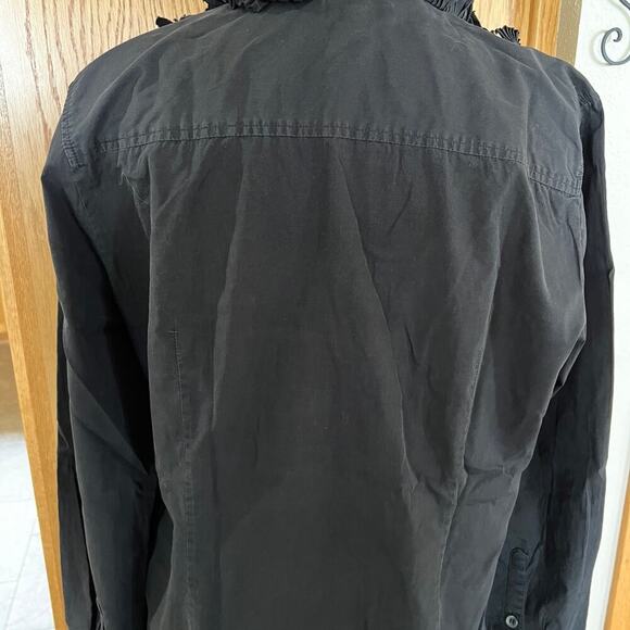 J. CREW women's size 10 blouse, with long sleeves and ruffles, black - Picture 6 of 9